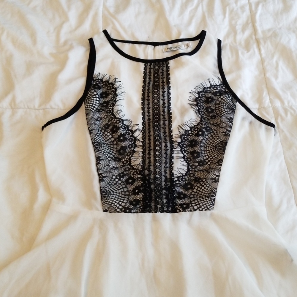 Sheer black lace top